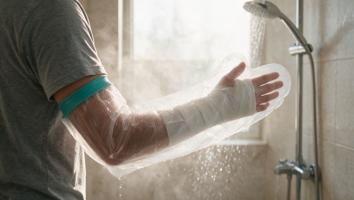 Douchen met gebroken arm? Zo blijft gips droog