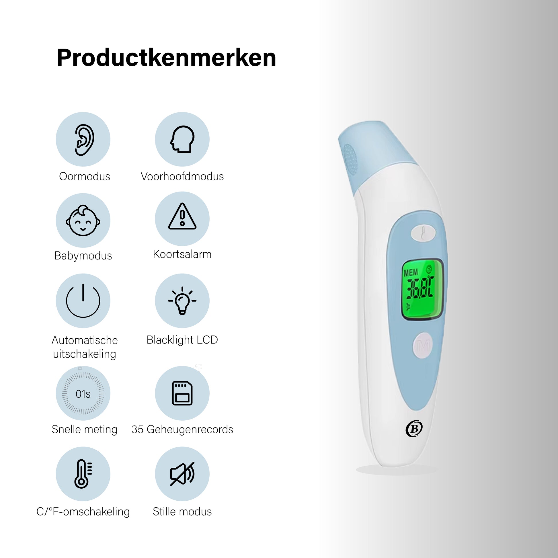 BDM CARE® 2 - 1 Infrared koortsthermometer blauw
