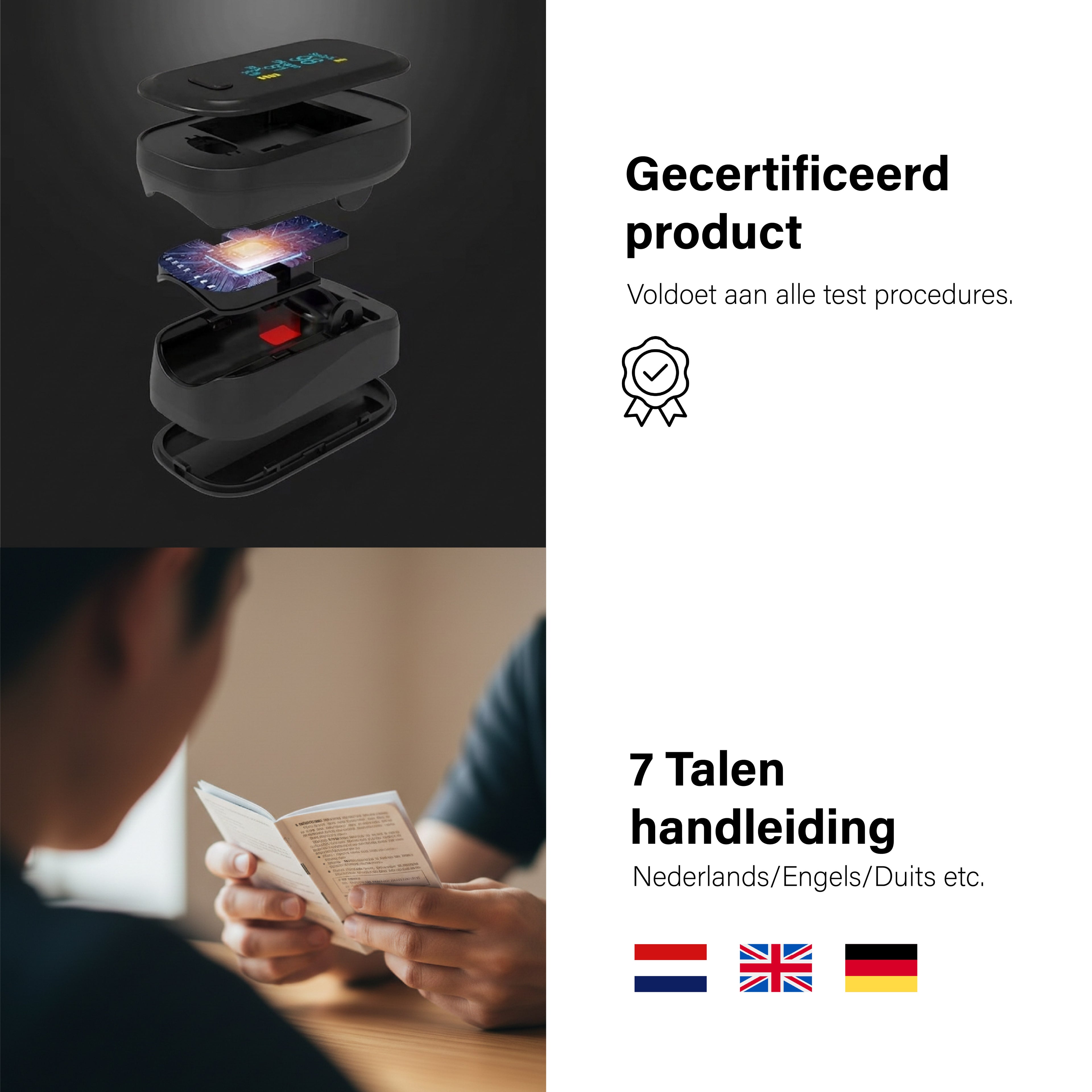 BDM CARE® Saturatiemeter zwart (inclusief batterijen)