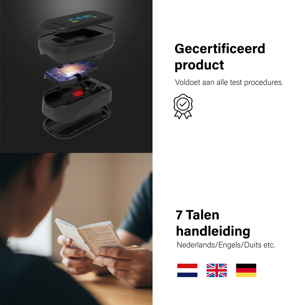 BDM CARE® Saturatiemeter zwart (inclusief batterijen)