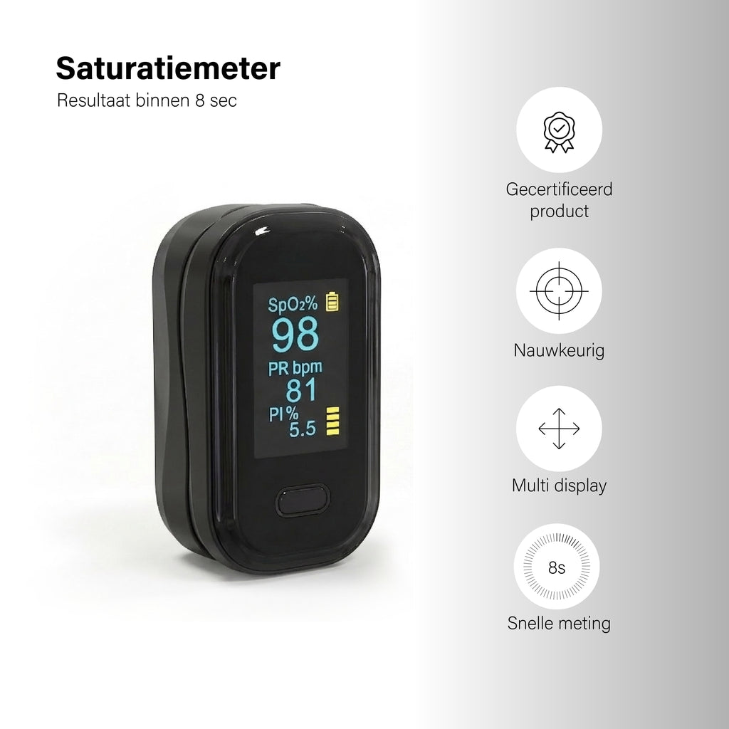 BDM CARE® Saturatiemeter zwart (inclusief batterijen)