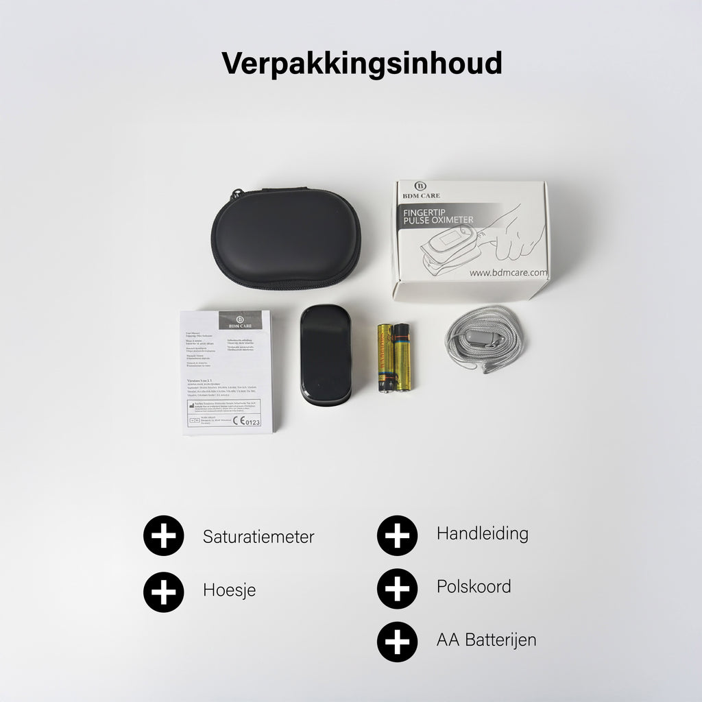 BDM CARE® Saturatiemeter zwart (inclusief batterijen)