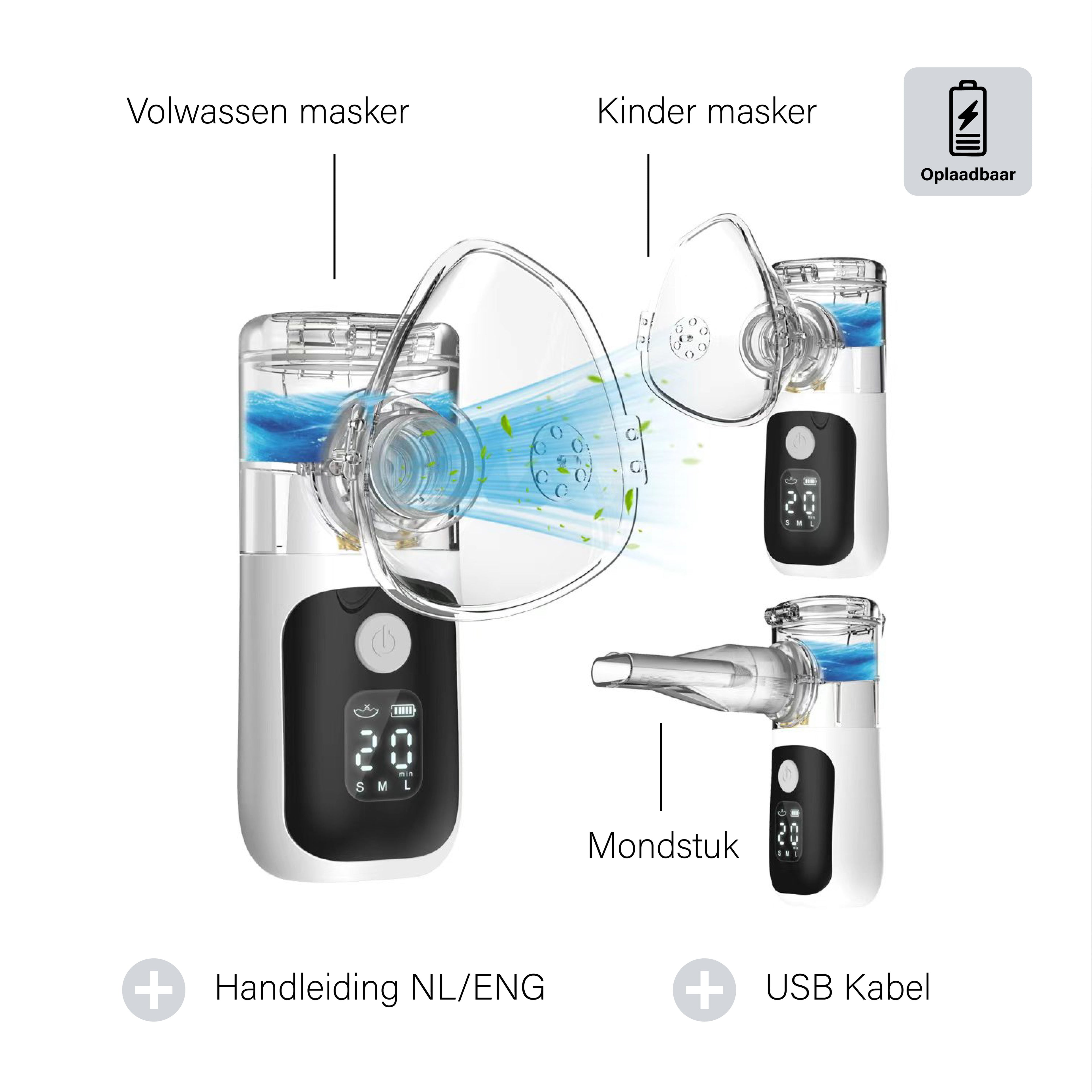 BDM CARE ®  Aerosoltoestel  inhalator oplaadbaar