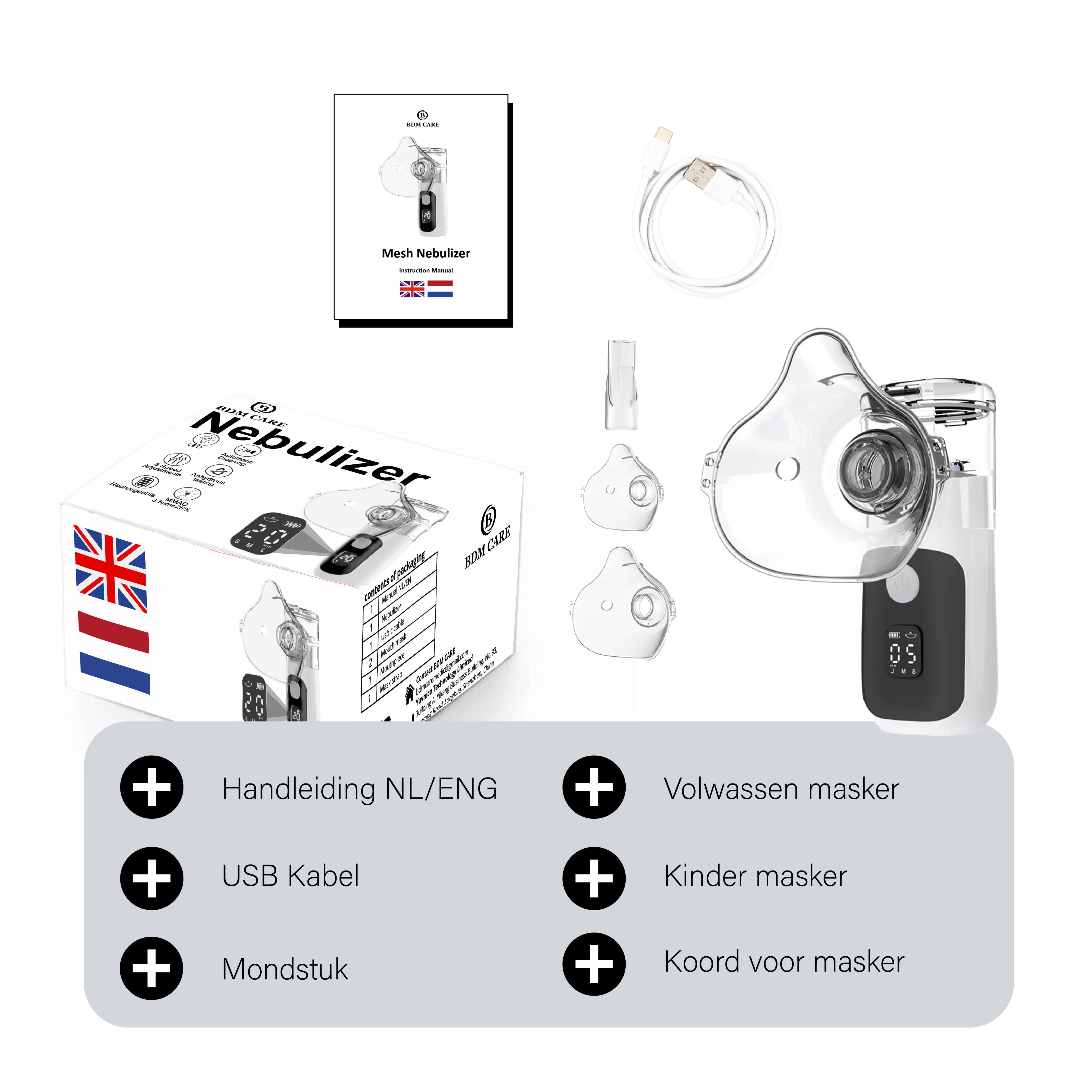 BDM CARE ®  Aerosoltoestel  inhalator oplaadbaar