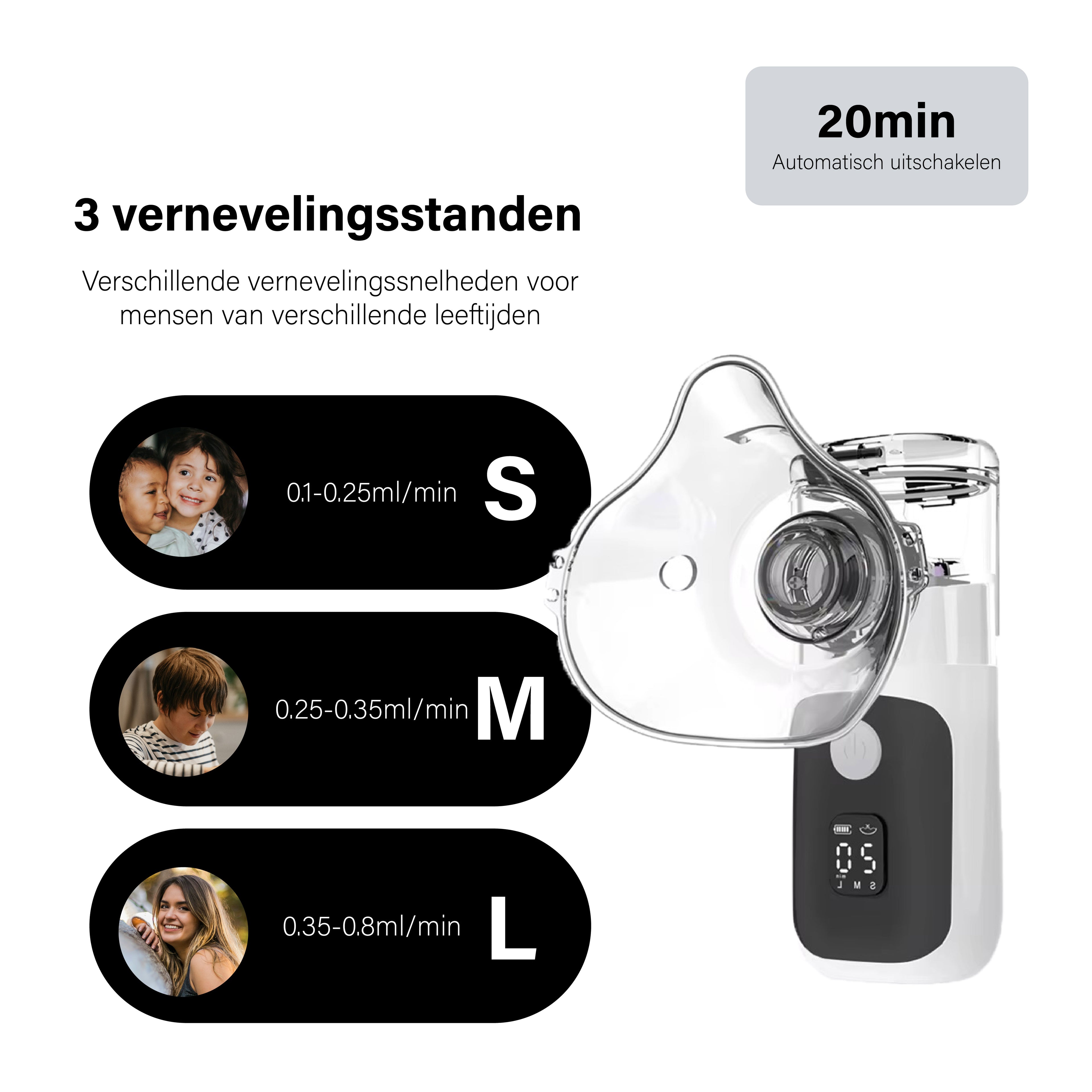 BDM CARE ®  Aerosoltoestel  inhalator oplaadbaar