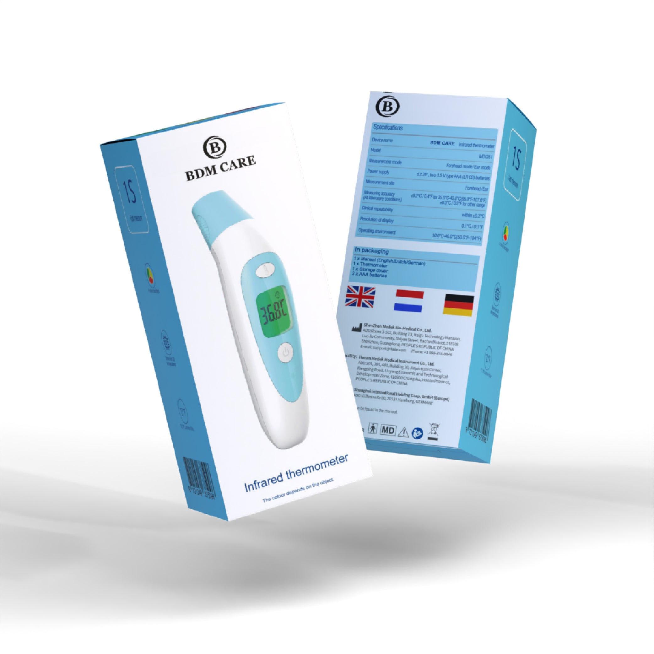 BDM CARE® 2 - 1 Infrared koortsthermometer blauw